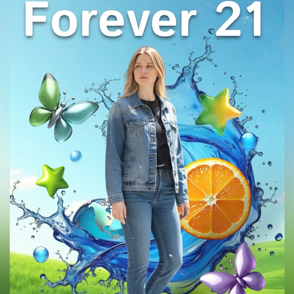 Vintage Y2K Forever 21 Blue Denim Jacket new without tags - Picture 3 of 8